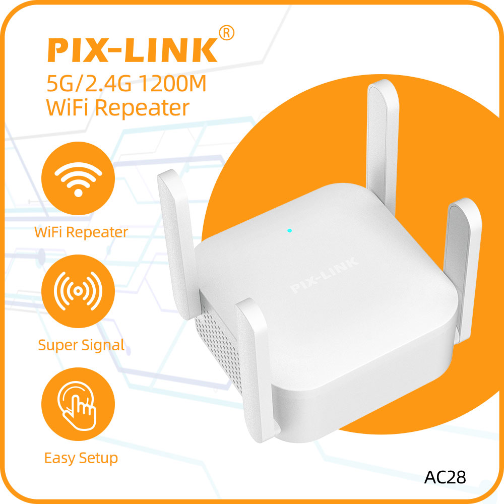 Portable Amplifier Mini - PIX-LINK AC281200mbps Wireless Repeater Dual Band