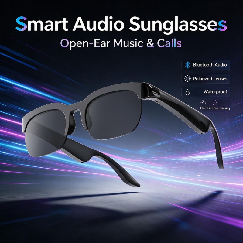 Audio Music For Video - Smart Audio Sunglasses Open-Ear Bluetooth Glasses