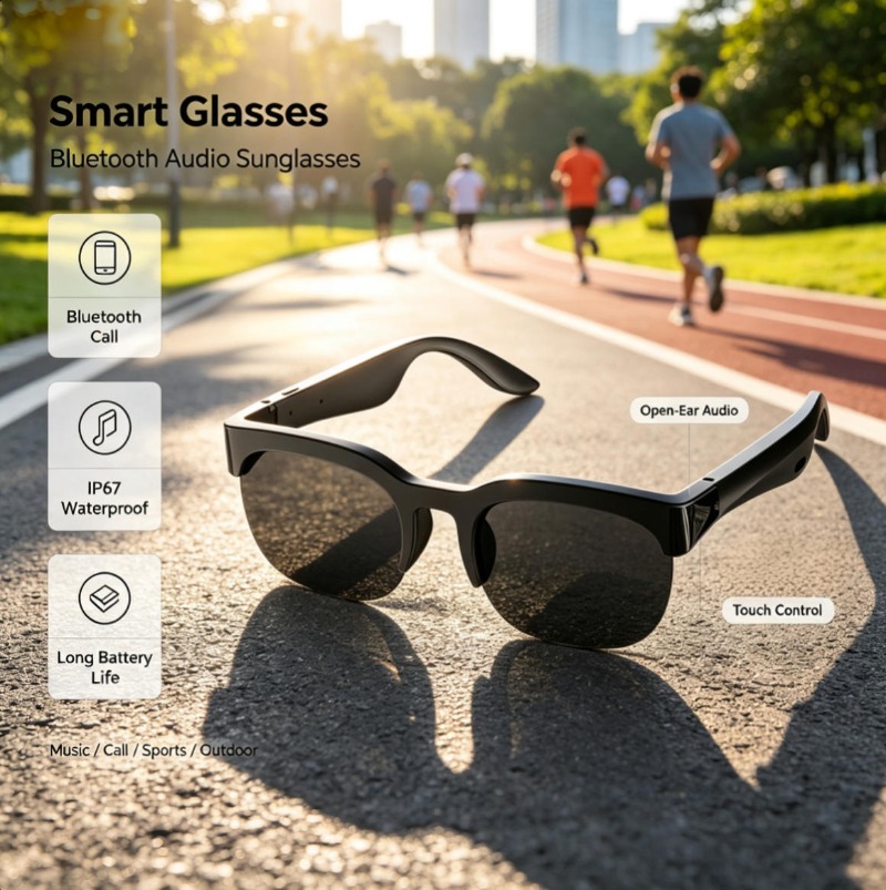 Audio Music For Video - Bluetooth Audio Smart Glasses Open‑Ear Audio
