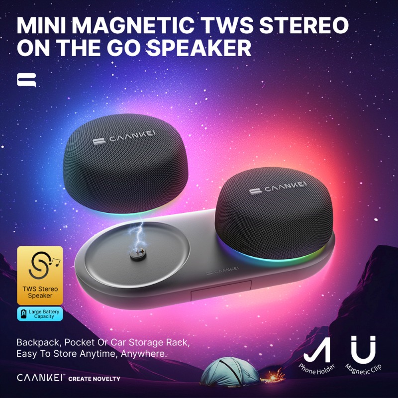 Audio Music Spotify - Magnetic Bluetooth Speaker with RGB Lights,