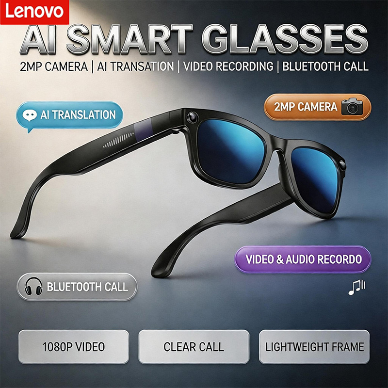 Lenovo AI Bluetooth Smart Glas - đánh giá và giá Audio Music For Video